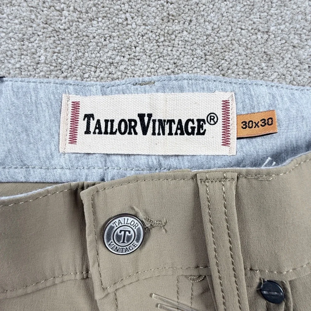 Tailor Vintage Performance Pants Mens 30x30 Khaki NEW Canaan Slim Fit Stretch
